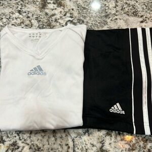 Vintage Adidas Shirt & Short Set Boys/Girls Climalite Basketball Sport Bundle